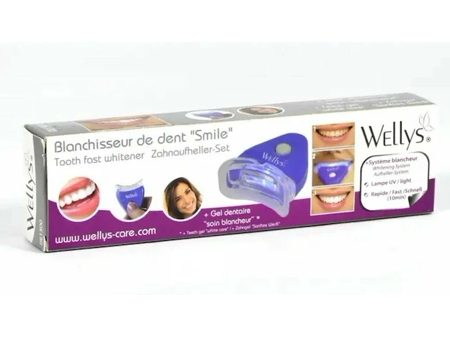 Wellys tandenbleekset-verzorgingsset met pasta en uv lamp - nieuw in verpakking - afbeelding 2 van  4