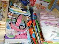 Wereldbol spelend leren, pvc schommel, 2 xxl kerstmanpoppen, k3 keyboard, 2 kinder plooistoelen, 37 houten puzzels nieuw in doos, 80 houten puzzels, ca. 60 kinderboeken, duikbril met snorkel - afbeelding 12 van  16