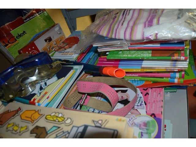 Wereldbol spelend leren, pvc schommel, 2 xxl kerstmanpoppen, k3 keyboard, 2 kinder plooistoelen, 37 houten puzzels nieuw in doos, 80 houten puzzels, ca. 60 kinderboeken, duikbril met snorkel - afbeelding 13 van  16