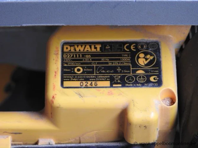Werfcirkelzaagmachine dewalt d27111, werking niet gekend - afbeelding 3 van  3