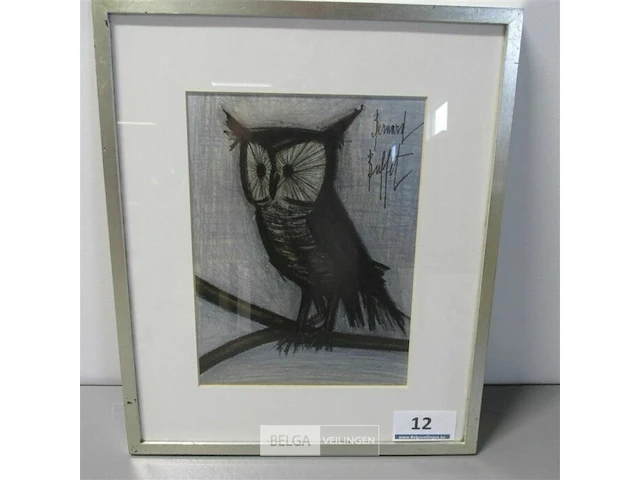 Werk bernard buffet uil ± 42x39 - afbeelding 1 van  3