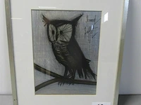 Werk bernard buffet uil ± 42x39 - afbeelding 1 van  3