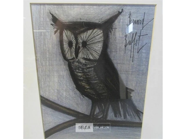 Werk bernard buffet uil ± 42x39 - afbeelding 2 van  3