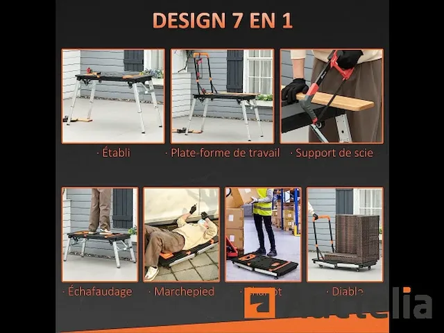 Werk werkbank, werk plaform, steekwagen, saw support - afbeelding 9 van  9