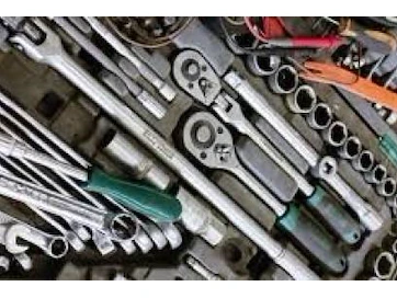 Werkmateriaal: gereedschap, uitrustingen, werfmateriaal