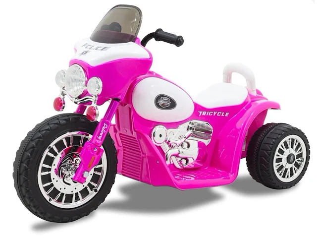 Wheely politiemotor voor kinderen 6v - roze - afbeelding 1 van  3