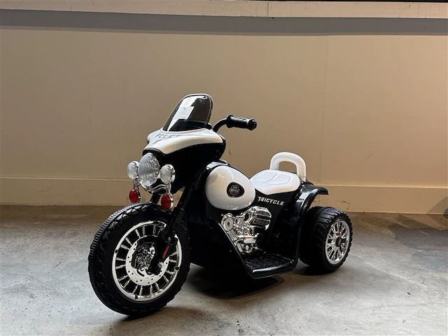 Wheely politiemotor voor kinderen 6v - zwart - afbeelding 1 van  5