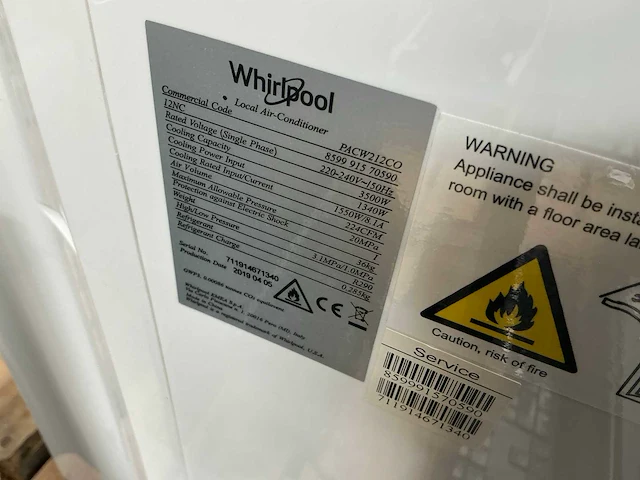 Whirlpool eco silent pacw212co mobiele airco - afbeelding 3 van  5