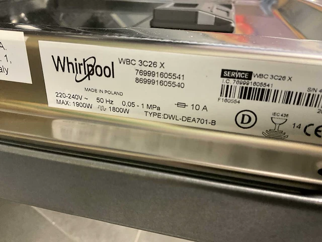 Whirlpool wbc 3c26x vaatwasser - afbeelding 7 van  7