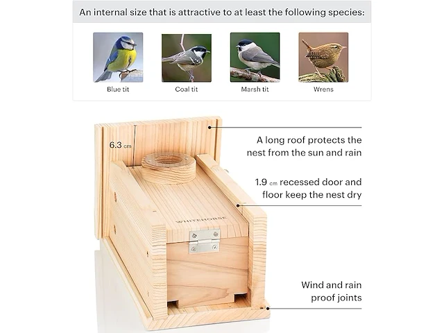 Whitehorse cederhouten vogelhuisje - afbeelding 4 van  5