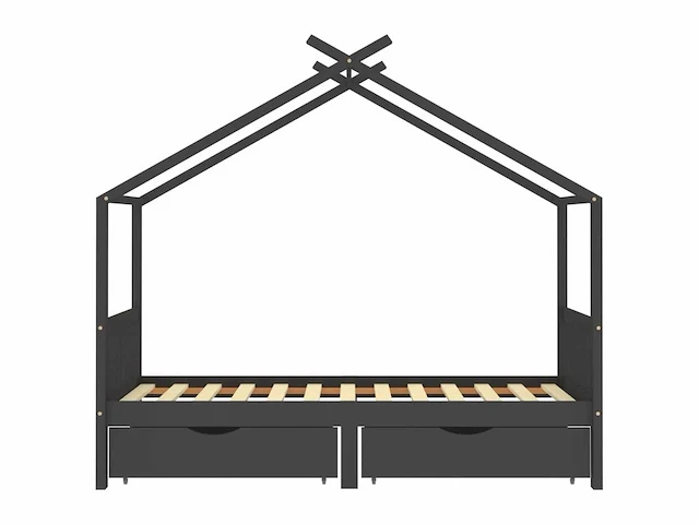 Wieg frame met lades donkergrijs grenen 90x200 cm - levering enkel in belgië - afbeelding 2 van  6