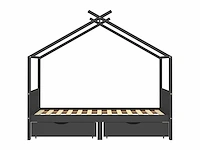 Wieg frame met lades donkergrijs grenen 90x200 cm - levering enkel in belgië - afbeelding 2 van  6