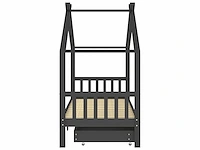 Wieg frame met lades donkergrijs grenen 90x200 cm - levering enkel in belgië - afbeelding 3 van  6