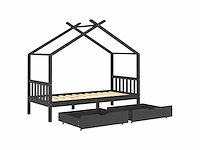 Wieg frame met lades donkergrijs grenen 90x200 cm - levering enkel in belgië - afbeelding 4 van  6