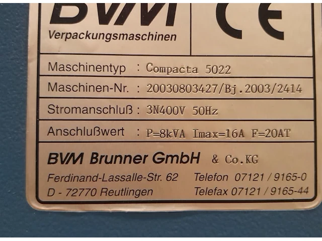 Wikkelmachine en palletwikkelaar bvm compacta 5022 - afbeelding 5 van  7