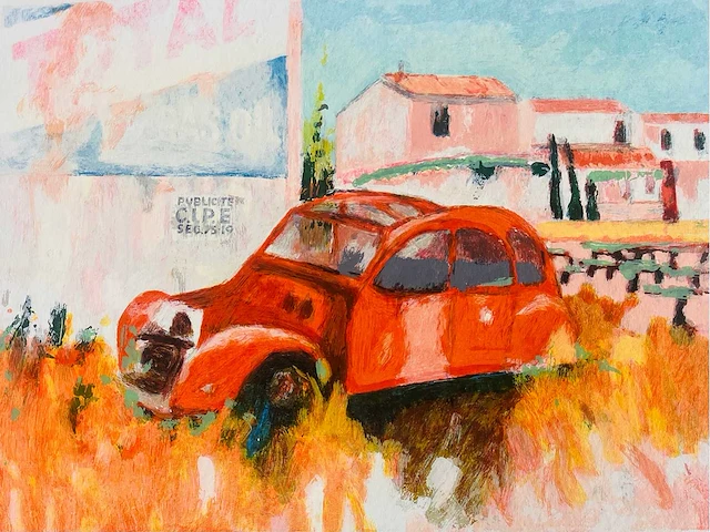 Willem brauck - 2cv (deux chevaux) - kleurenzeefdruk - afbeelding 1 van  7
