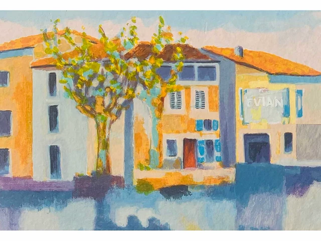Willem brauck - mediterrane huizen - kleurenzeefdruk - afbeelding 1 van  6