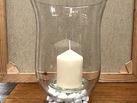 Windlicht glas met kaars h:25cm - afbeelding 1 van  1