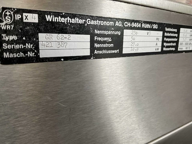 Winterhalter gr62/2 korvenvaatwasmachine - afbeelding 10 van  10