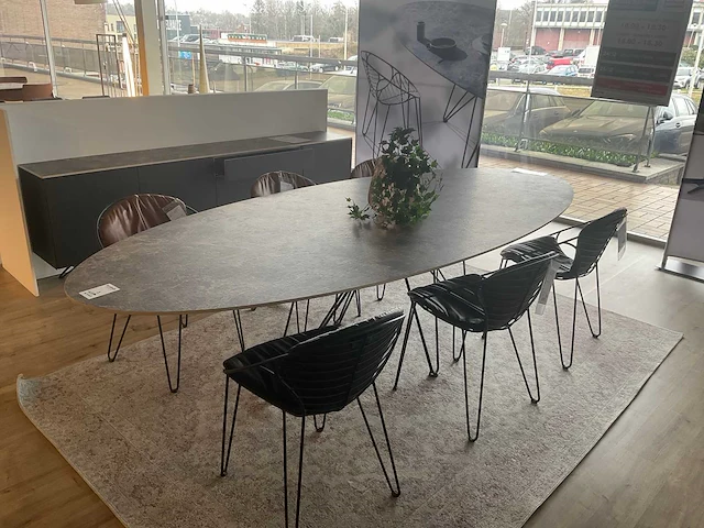 Wire elyps eetkamertafel met stoelen - afbeelding 4 van  10