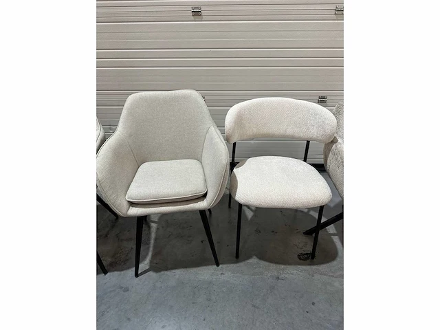 Wit / beige mix set eetkamerstoelen (9x) - afbeelding 2 van  7