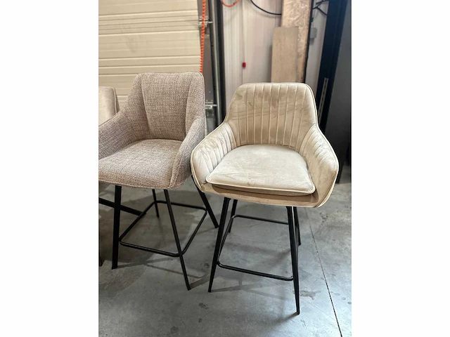 Wit / beige mix set eetkamerstoelen (9x) - afbeelding 5 van  7