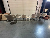 Wit / beige mix set eetkamerstoelen (9x) - afbeelding 6 van  7