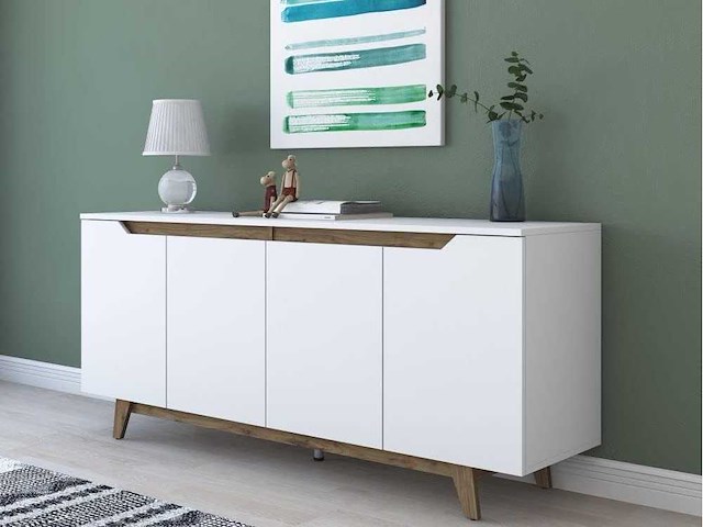 Wit houten dressoir met 4 deuren - afbeelding 1 van  9