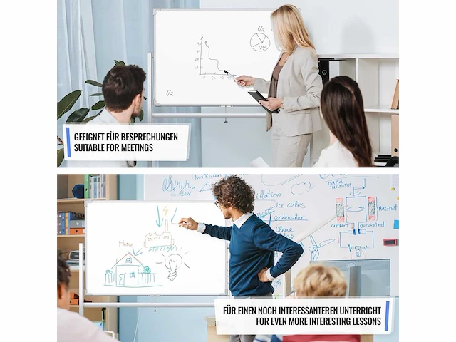 Wit magneetbord - zwenkwielen - afbeelding 4 van  6
