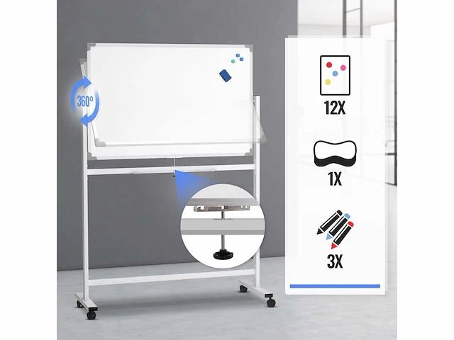 Wit magneetbord - zwenkwielen - afbeelding 6 van  6