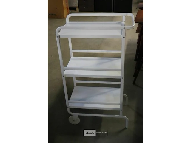 Wit metalen trolley - afbeelding 1 van  1