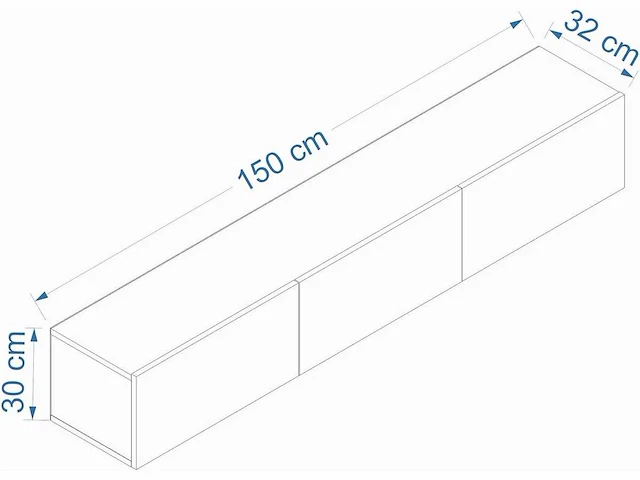 Wit tv-meubel, 150 cm x 30 cm x 32 cm - afbeelding 5 van  5