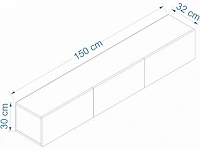 Wit tv-meubel, 150 cm x 30 cm x 32 cm - afbeelding 5 van  5
