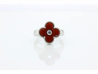 Witgouden ring met bloedkoraal - afbeelding 2 van  5