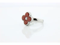 Witgouden ring met bloedkoraal - afbeelding 4 van  5