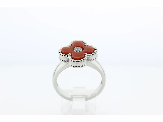 Witgouden ring met bloedkoraal - afbeelding 5 van  5