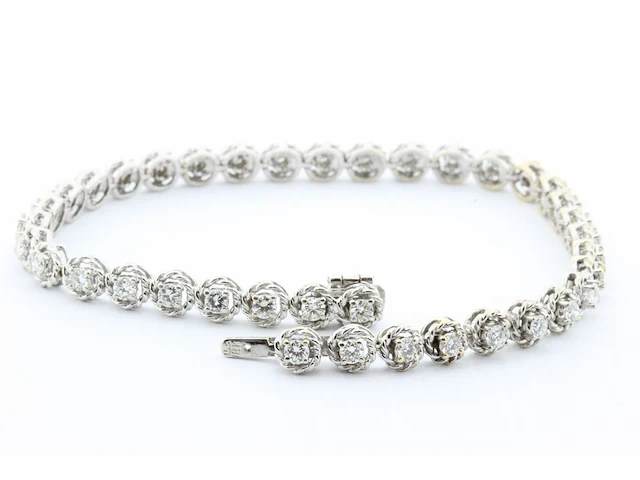 Witgouden tennisarmband met diamant - afbeelding 1 van  6
