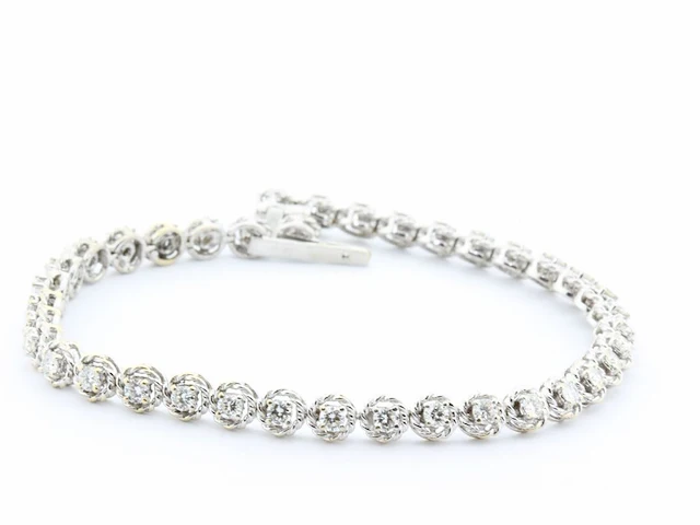Witgouden tennisarmband met diamant - afbeelding 2 van  6