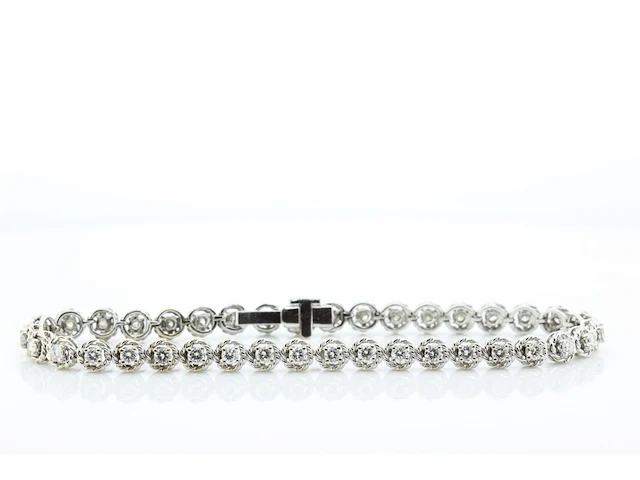 Witgouden tennisarmband met diamant - afbeelding 5 van  6