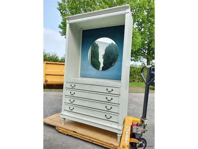 Witte open kast met spiegel en 4 laden - afbeelding 1 van  1