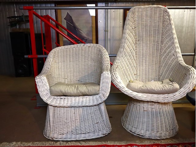Witte rieten zetel (x2) - afbeelding 2 van  2
