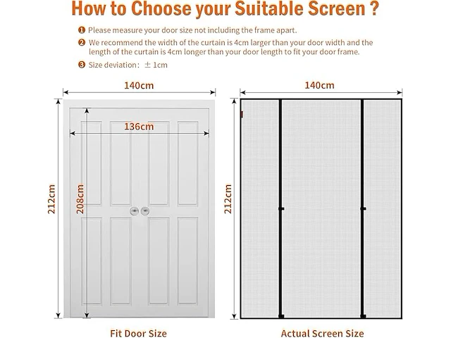 Wochitv vliegengaas voor deur, magnetisch, 140 x 212 cm - afbeelding 2 van  4
