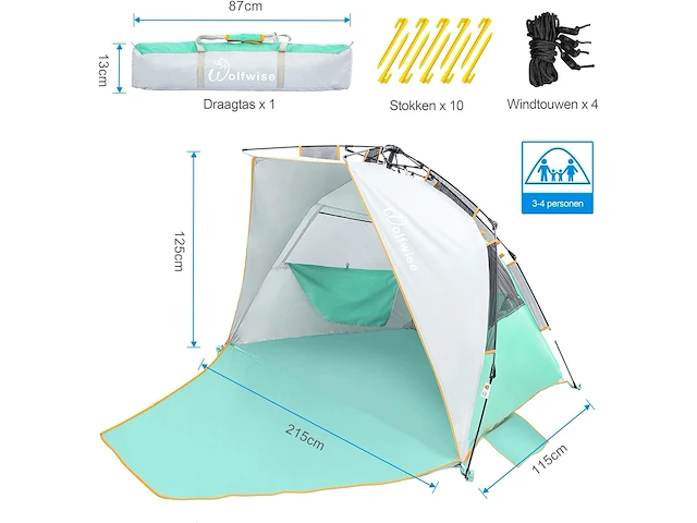 Wolfwise easy up strandtent - afbeelding 4 van  7