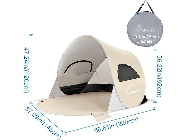 Wolfwise strandtent (beige) - afbeelding 3 van  6