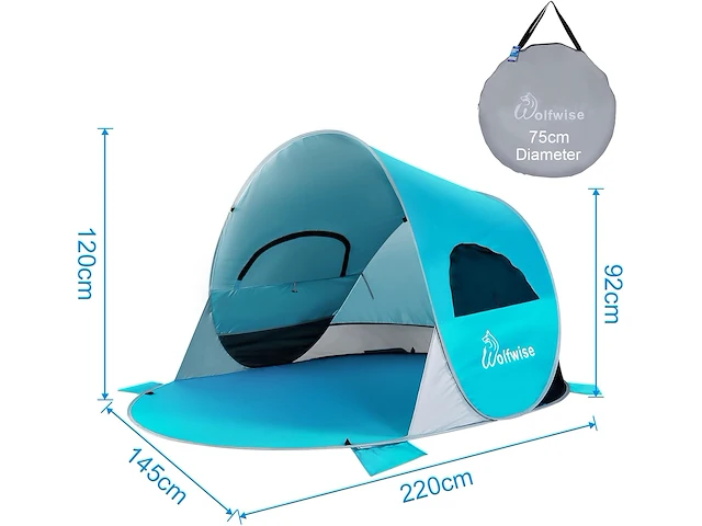 Wolfwise stranttent (blauw) - afbeelding 3 van  5