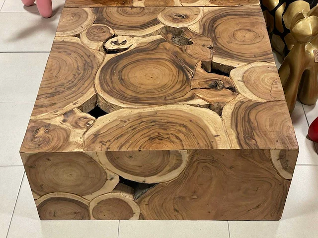 Wortelhouten / root wood salontafel 100cm x 100cm h42cm - afbeelding 1 van  2