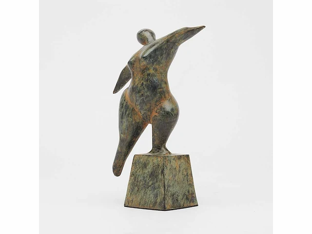 Wulps backbend lady statue gemaakt van gepatineerd brons - afbeelding 3 van  8