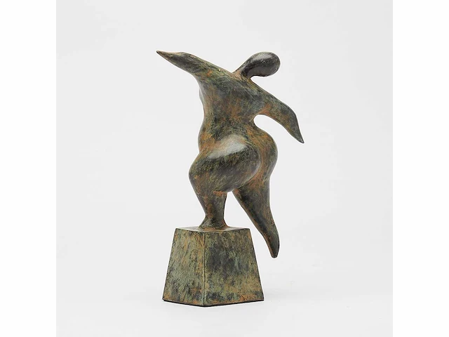 Wulps backbend lady statue gemaakt van gepatineerd brons - afbeelding 4 van  8