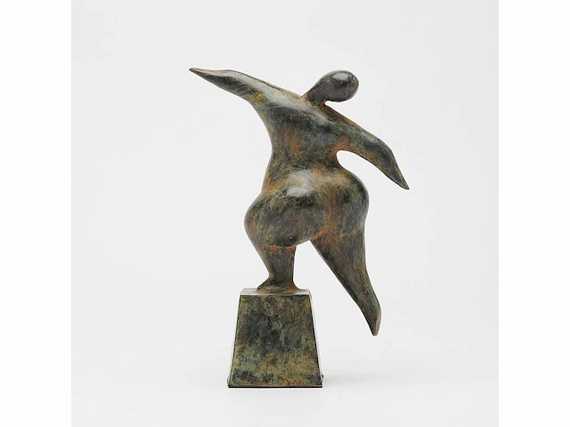 Wulps backbend lady statue gemaakt van gepatineerd brons - afbeelding 5 van  8