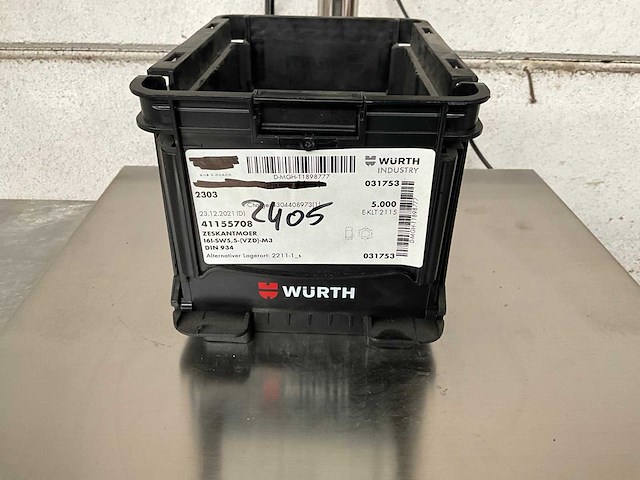 Würth 0.59 kg zeskantmoer m3 in stapelbare bak - afbeelding 1 van  5